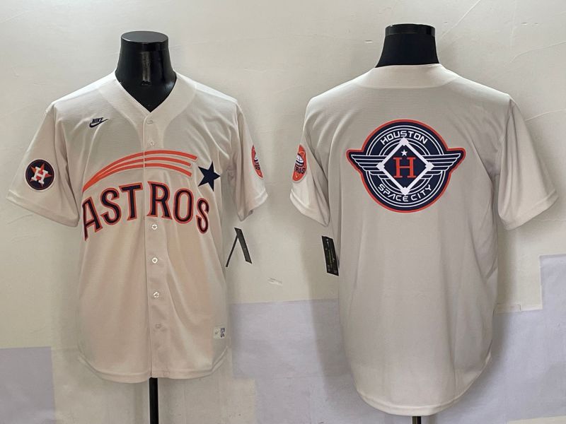 Men Houston Astros Blank Cream Five generations Joint Name 2025 Nike MLB Jersey style 28